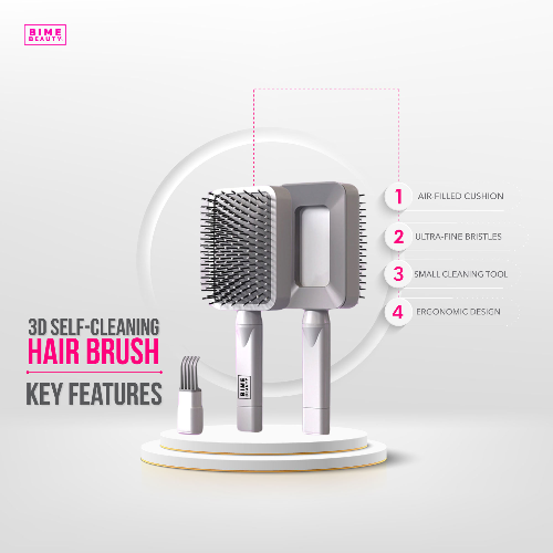 3D Self-cleaning Deluxe Hair Brush by BimeBeauty